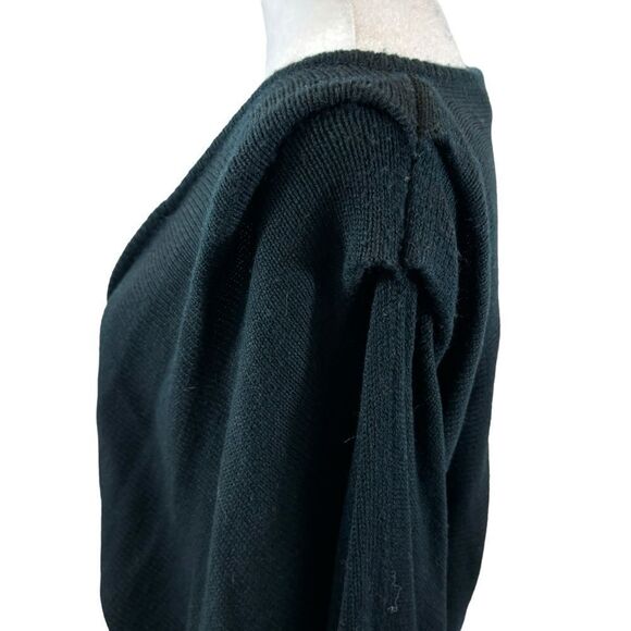 Rare 1980’s Gitano Knits Black‎ V Neck Batwing Sweater With Silver Mesh Large - Picture 8 of 10